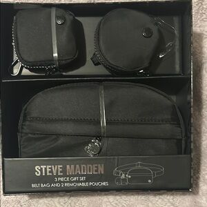Steve Madden Black Belt Bag Set
